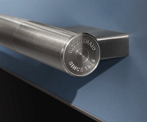 A closeup of the handle on a KitchenAid® range