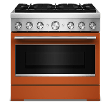 A KitchenAid® range in Scorched Orange