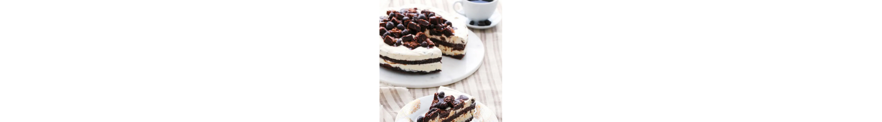 A layered chocolate and vanilla ice cream cake