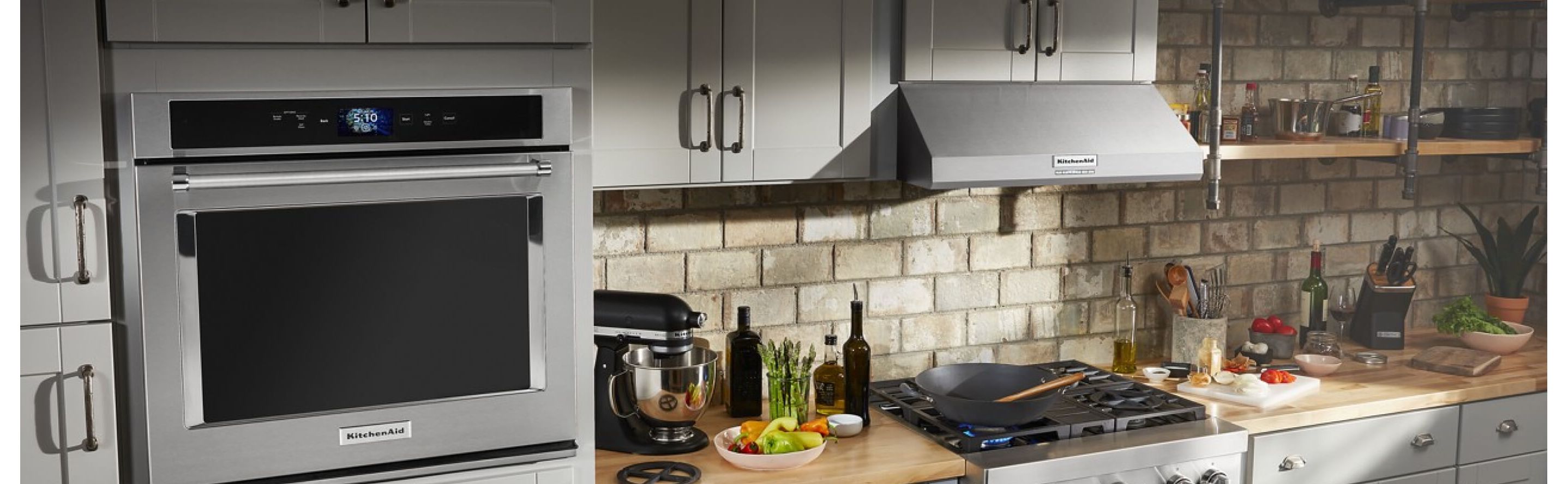 KitchenAid® single wall oven in white cabinetry