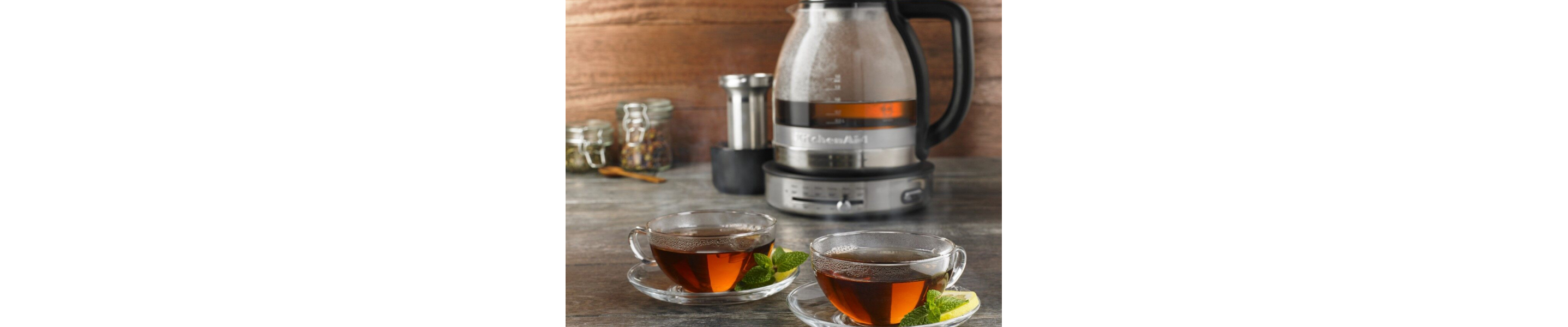 KitchenAid® electric kettle and two cups of tea