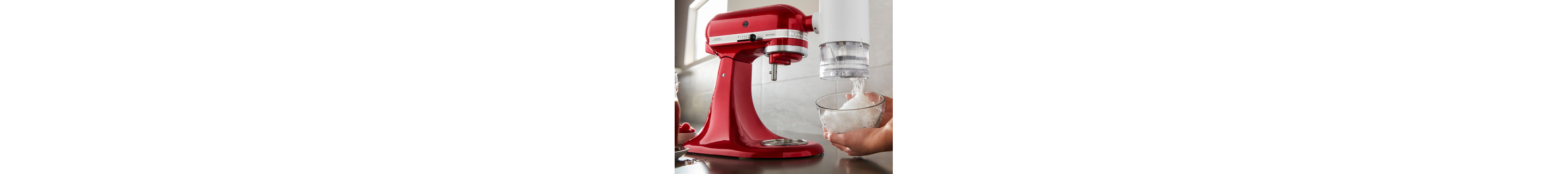  Bowl capturing shave ice from KitchenAid® shave ice attachment