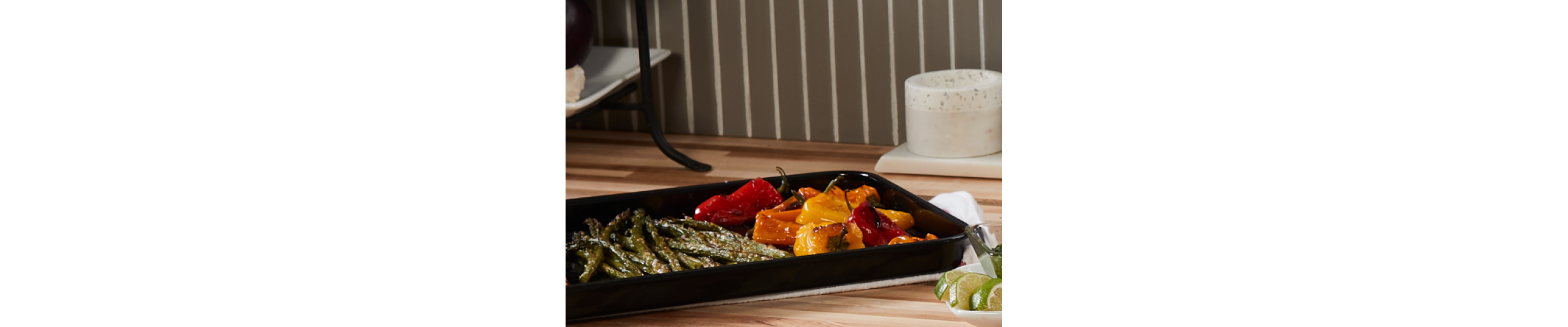 Air fried veggies on a tray