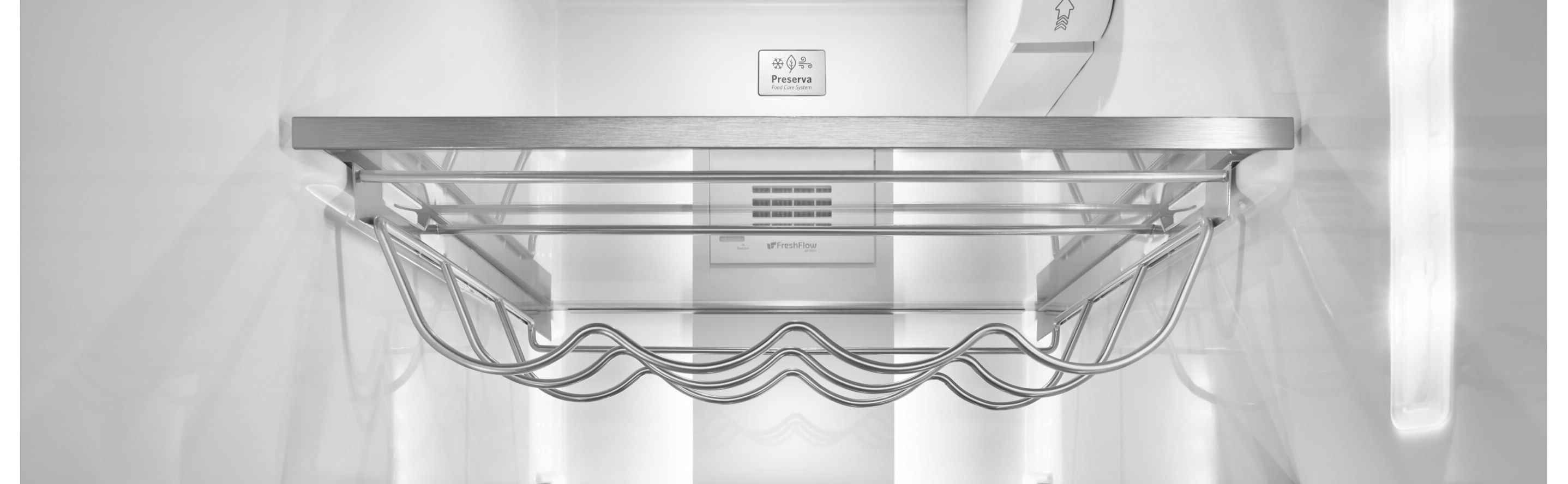 KitchenAid® refrigerator with an interior bottle rack