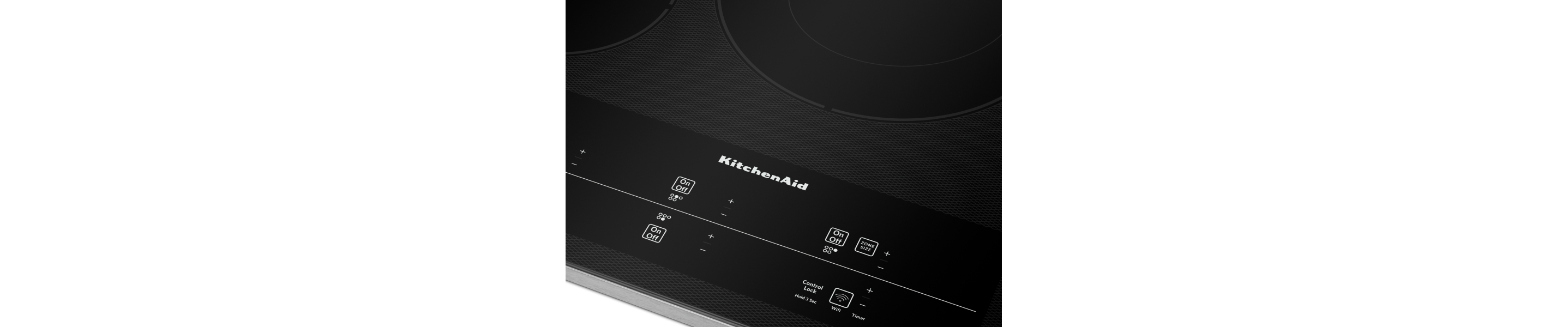 A stainless steel finish option on a KitchenAid® cooktop