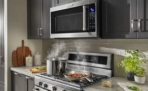 Stove with sales built in microwave