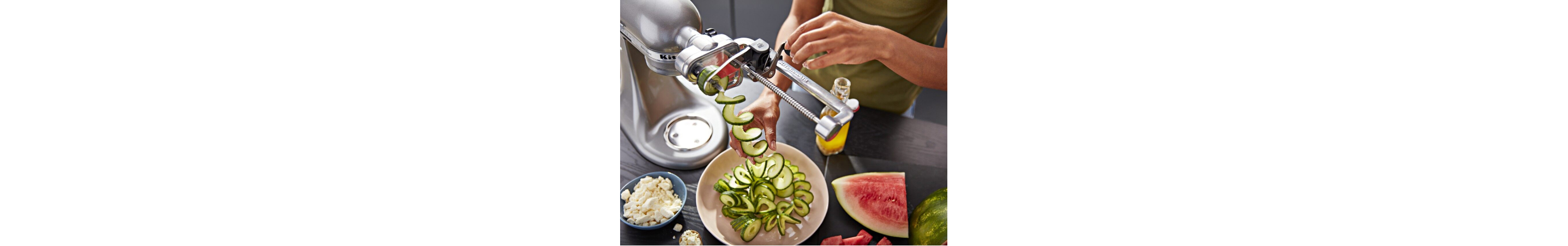 KitchenAid® stand mixer spiralizing zucchini