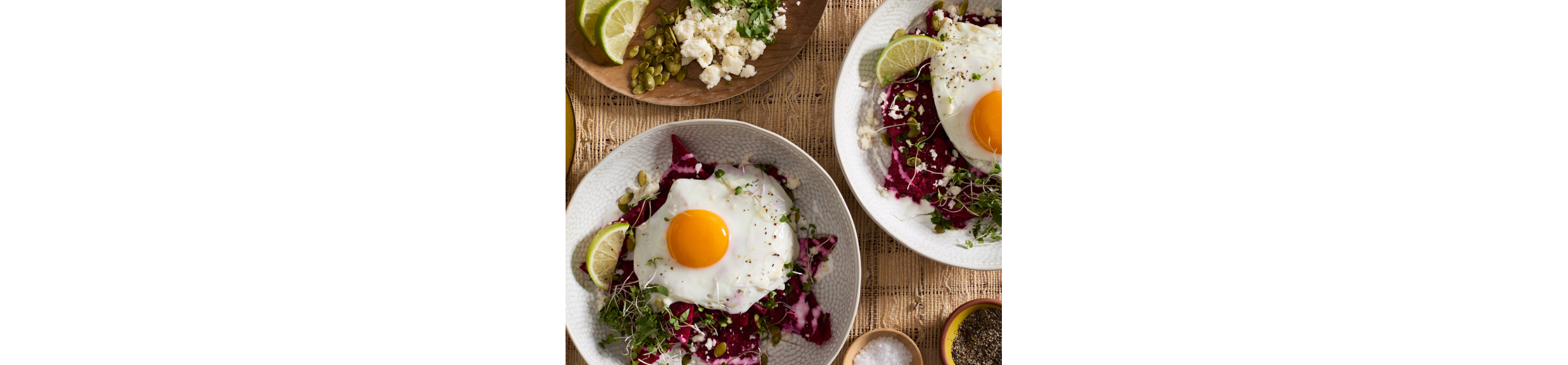 Chilaquiles on a bed of beet salsa