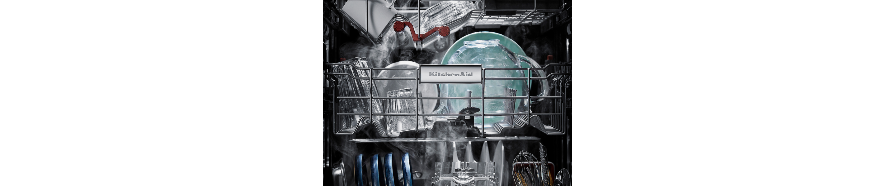 Dishes inside a KitchenAid® dishwasher