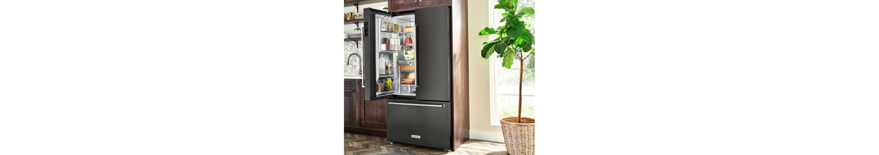 KitchenAid® French Door Refrigerator with door open
