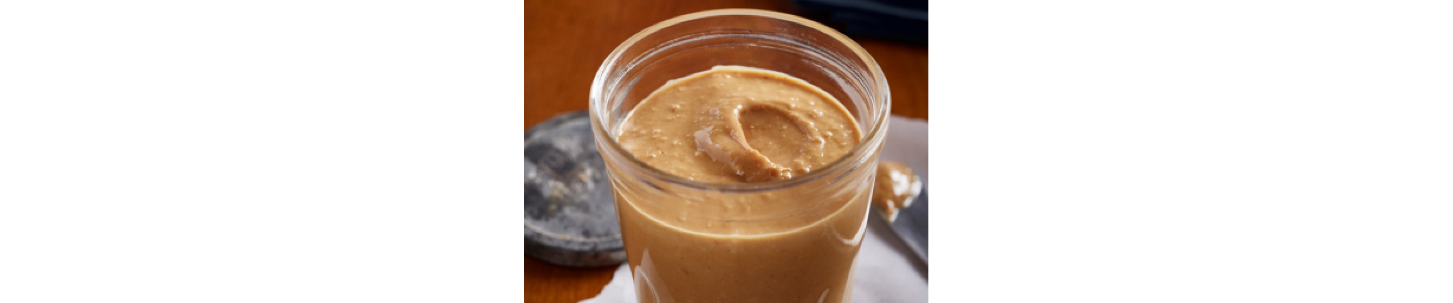 Peanut butter in a glass jar