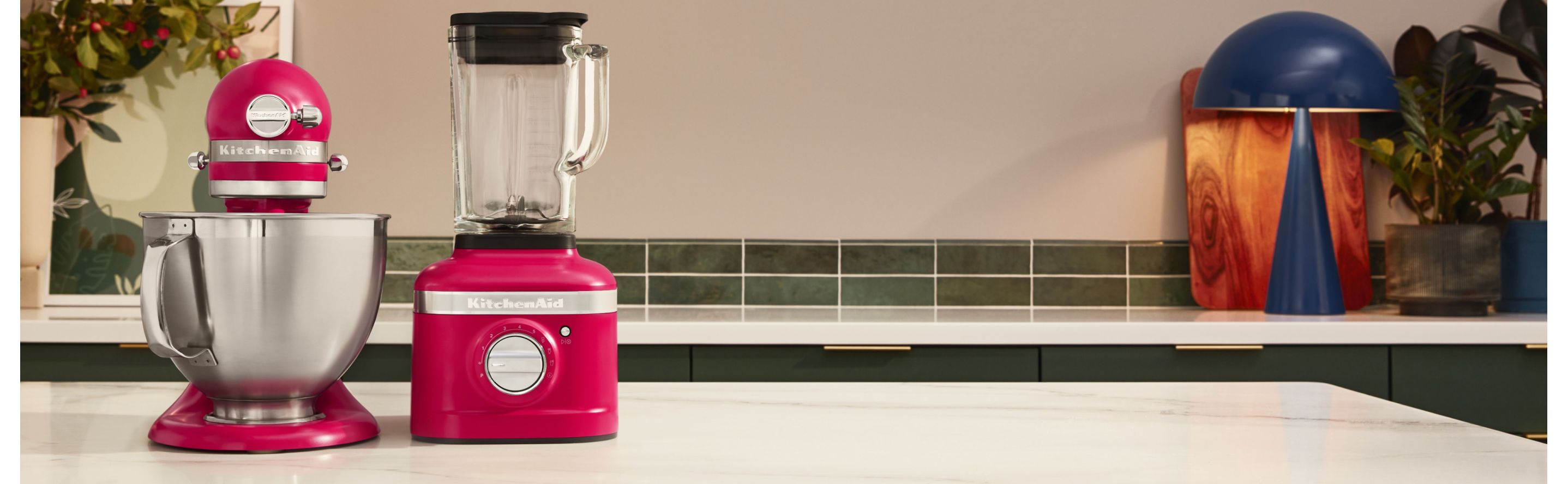 The KitchenAid® Color of the Year Blender and Stand Mixer on a countertop.