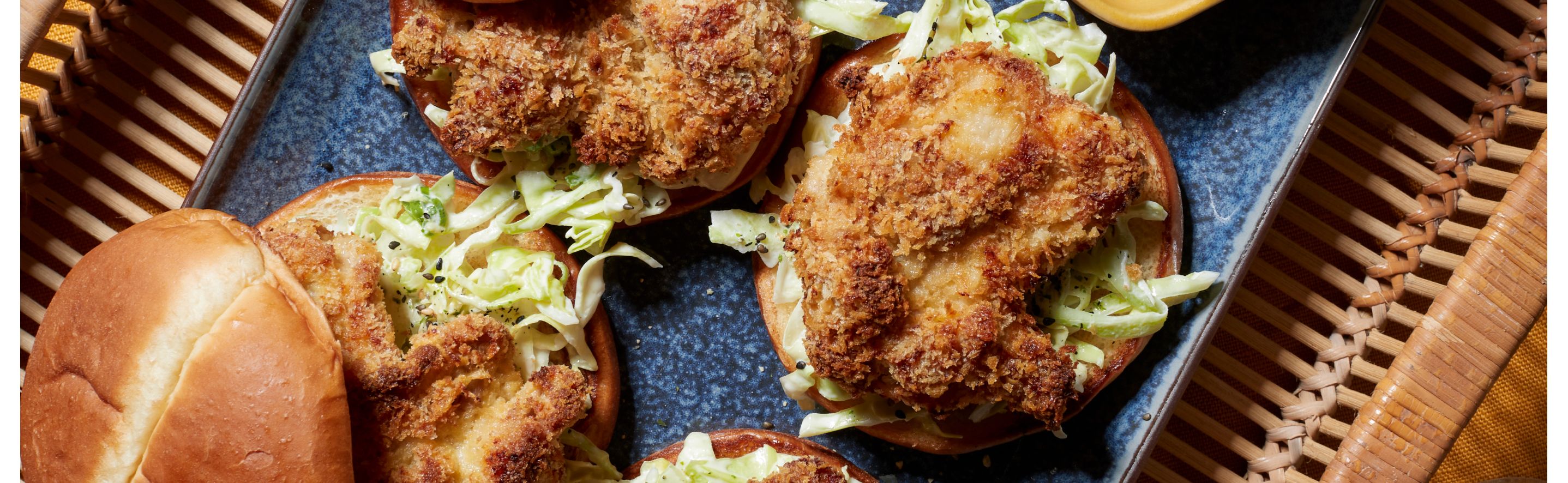 Air fried chicken sandwiches on a plate