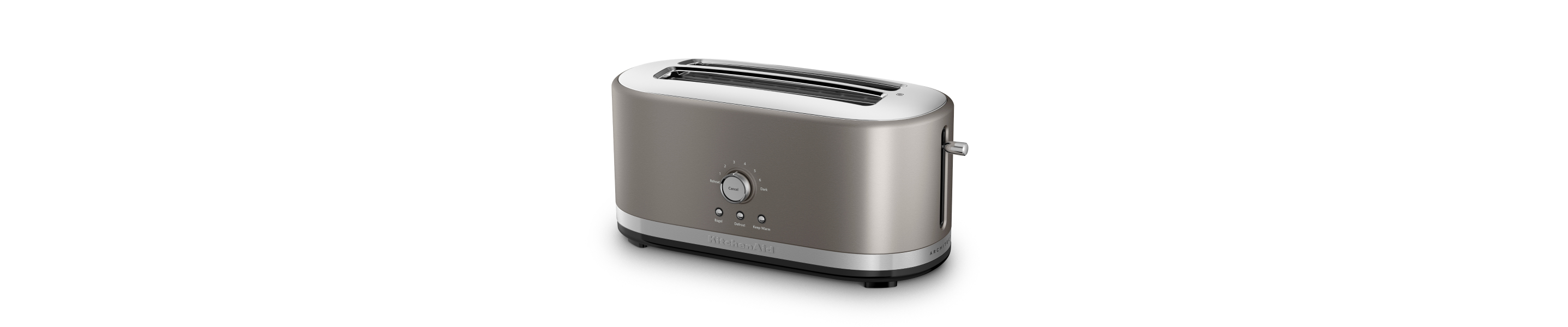 A silver KitchenAid® toaster.