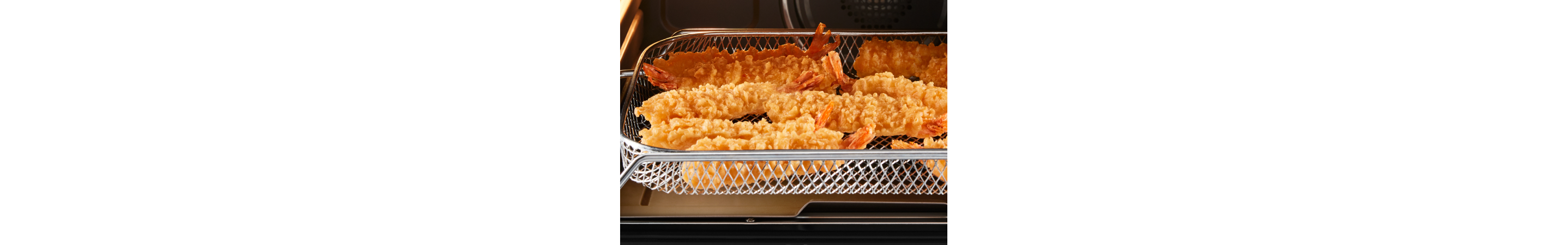 A closeup of air fryer shrimp.