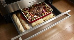 Oven bottom drawer outlet