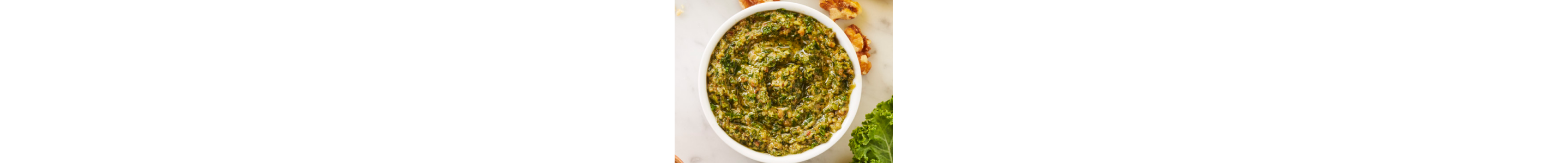 An overhead view of a fresh sauce in a bowl.