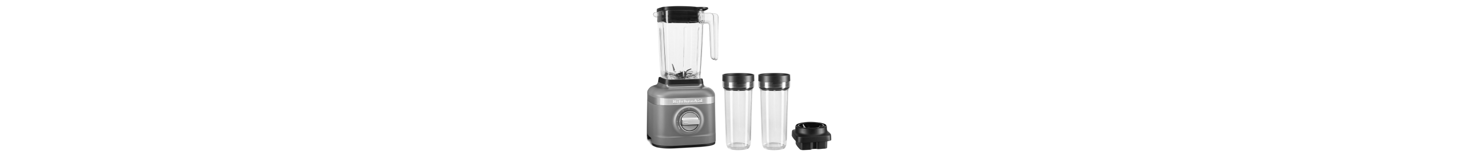 Silver KitchenAid® blender with two blender jars