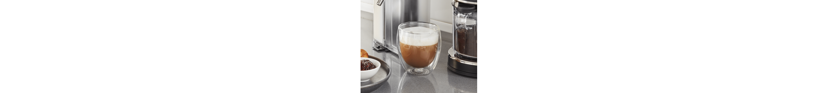 Latte in a glass mug