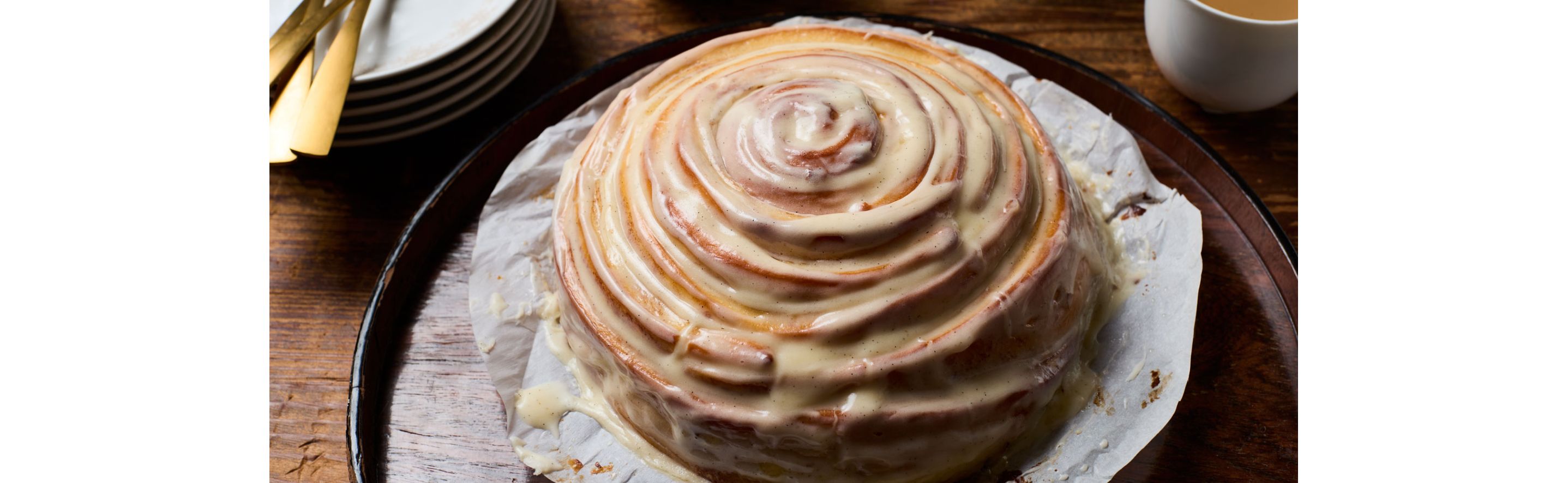 Glazed homemade cinnamon roll bread