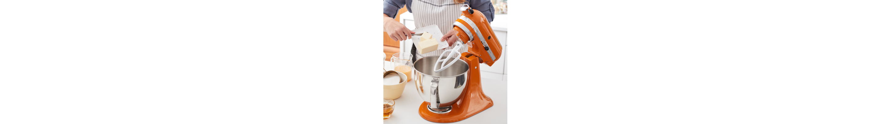 Butter being added to KitchenAid® stand mixer