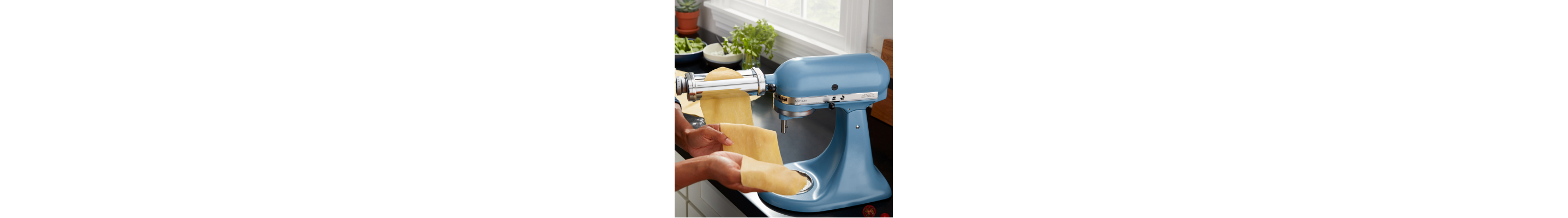 KitchenAid® Pasta Roll Attachment rolling out pasta dough