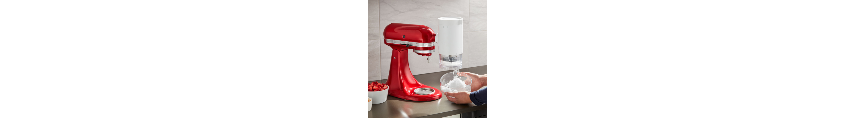  Bowl capturing shave ice from KitchenAid® shave ice attachment