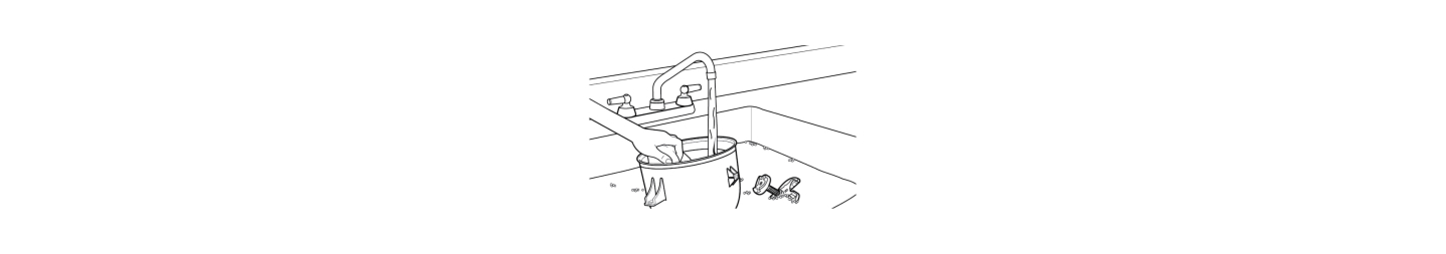 Illustration of hand washing ice cream maker freeze bowl in sink