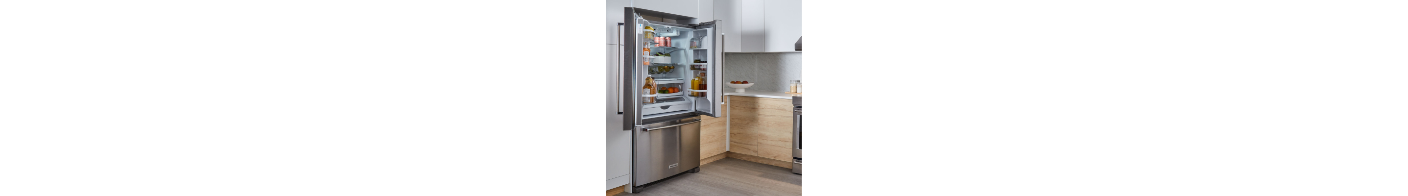 Open french-door refrigerator