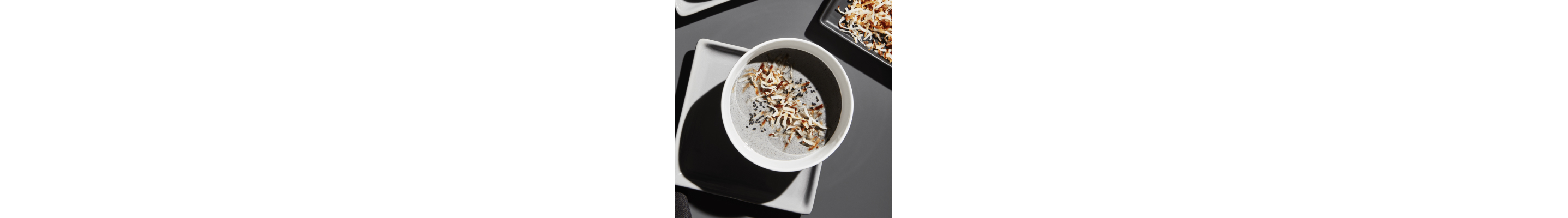 Top view of black sesame soup from Yummly recipe