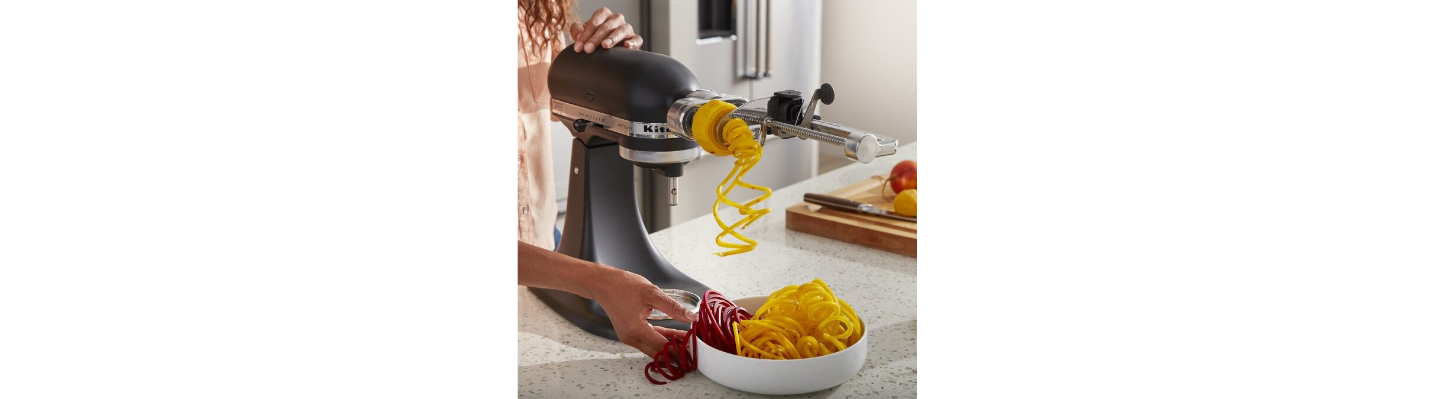Veggies being spiralized