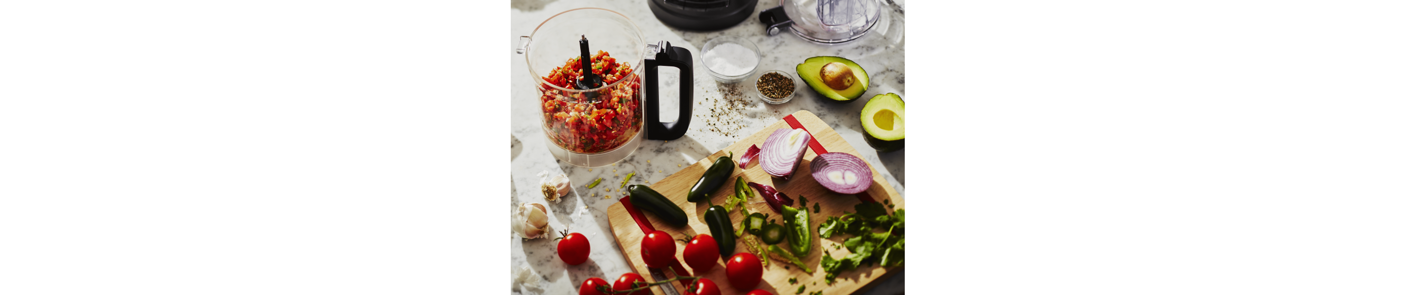 Diced vegetables in a food processor