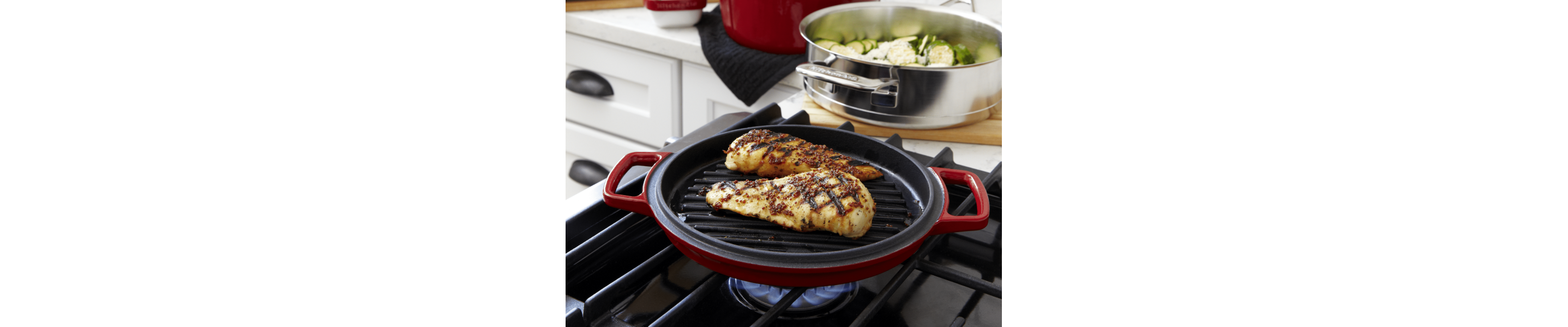 Chicken cooking on a stove