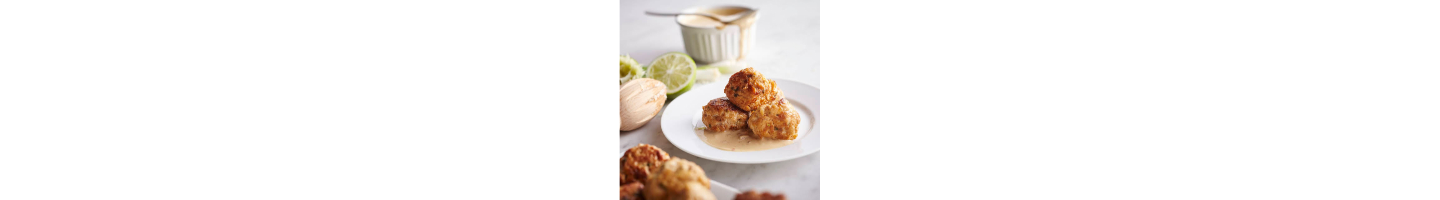 Chicken meatballs on white plate