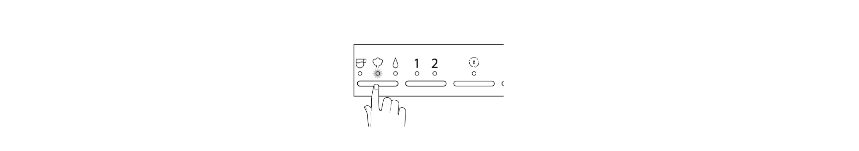 Hand pressing steam mode button