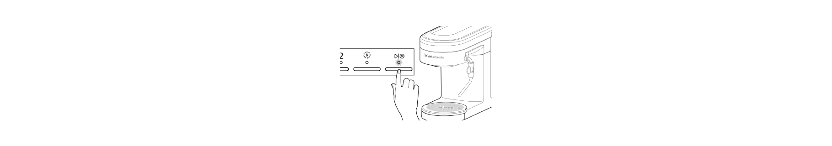 Hand pressing start button