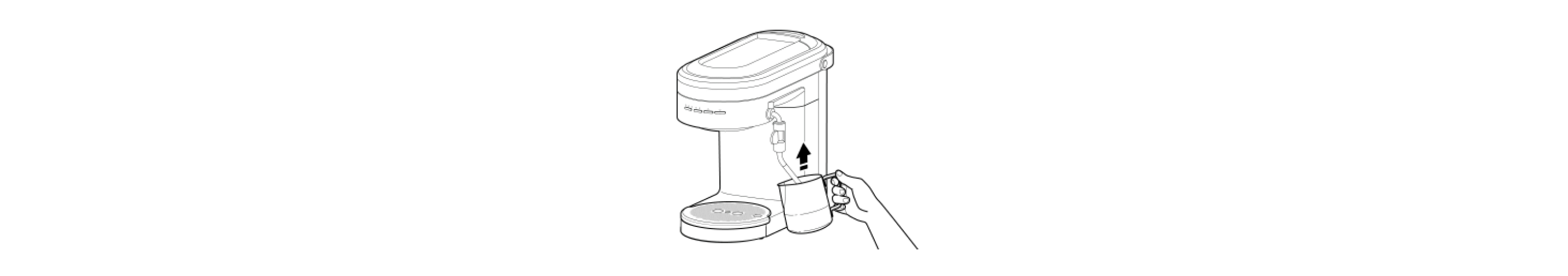 Hand raising pitcher to steam wand in order to froth milk