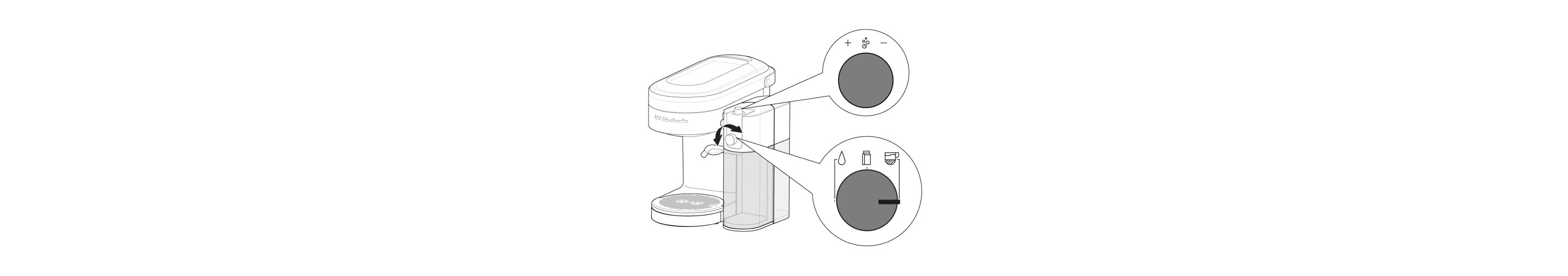 Close up of controls on the KitchenAid® Automatic Milk Frother Attachment