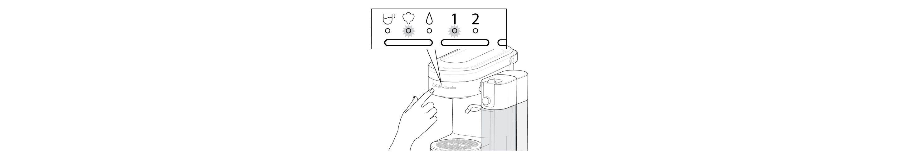 Hand selecting steam mode button