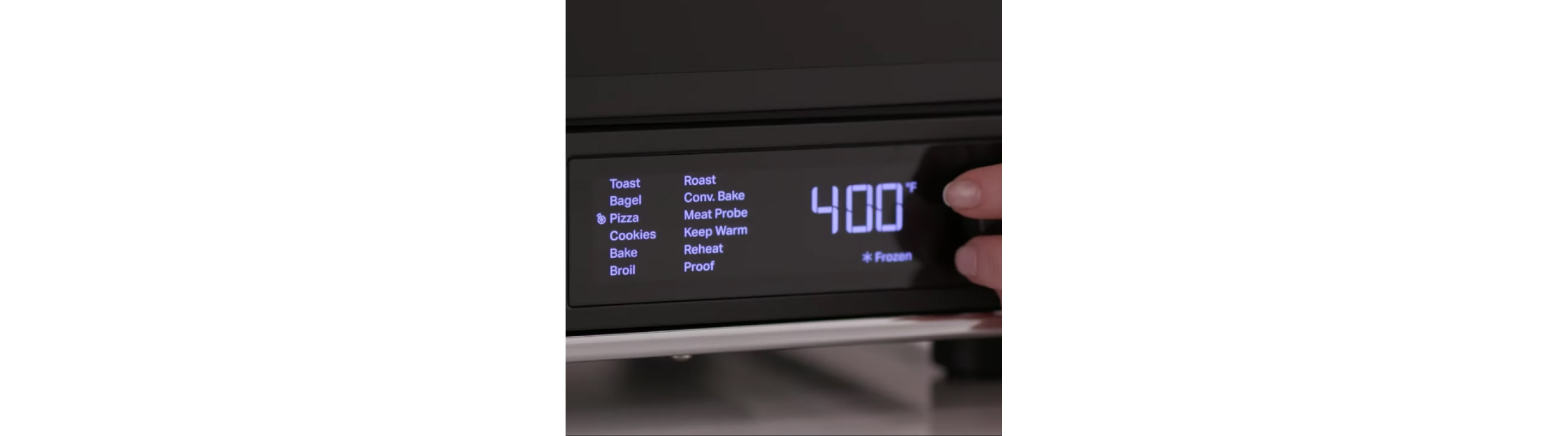  Close-up of air fryer settings menu.