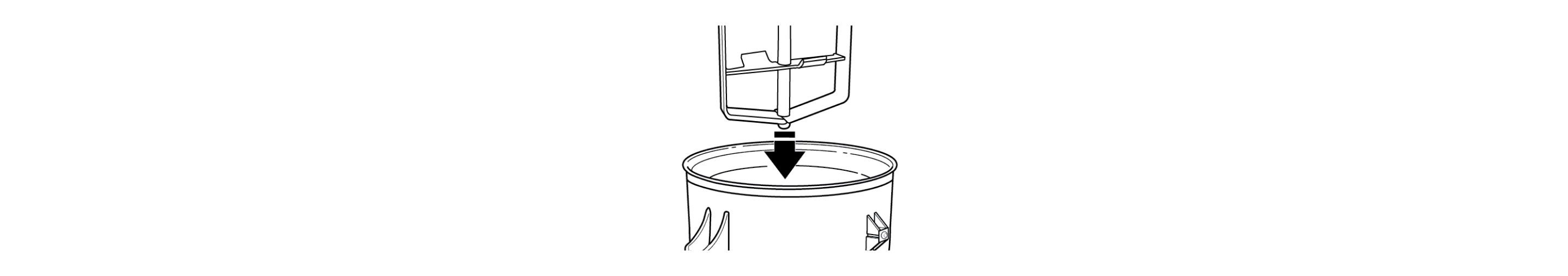  Dasher being lowered into freeze bowl with directional arrow