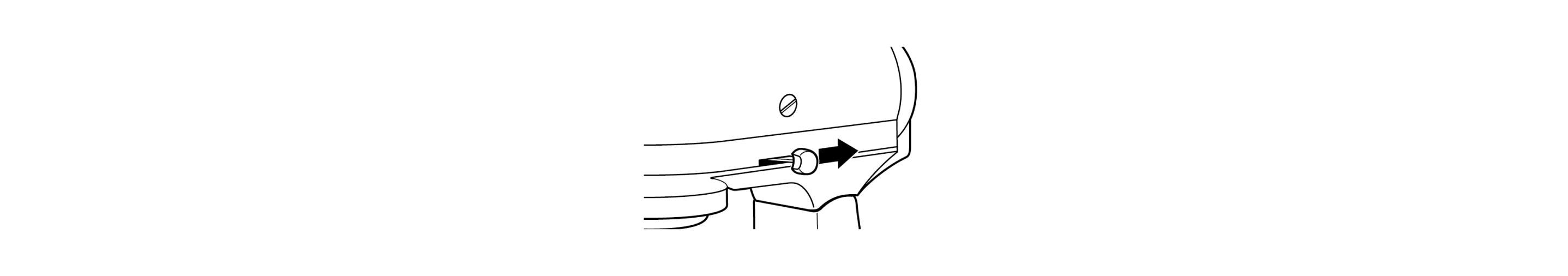 Stand mixer lock lever with arrow showing direction to lock in place