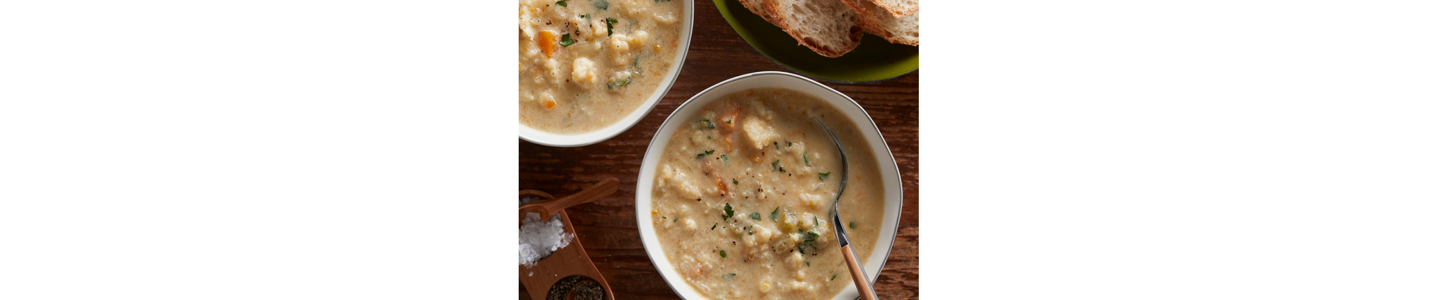 Bowls of cauliflower soup