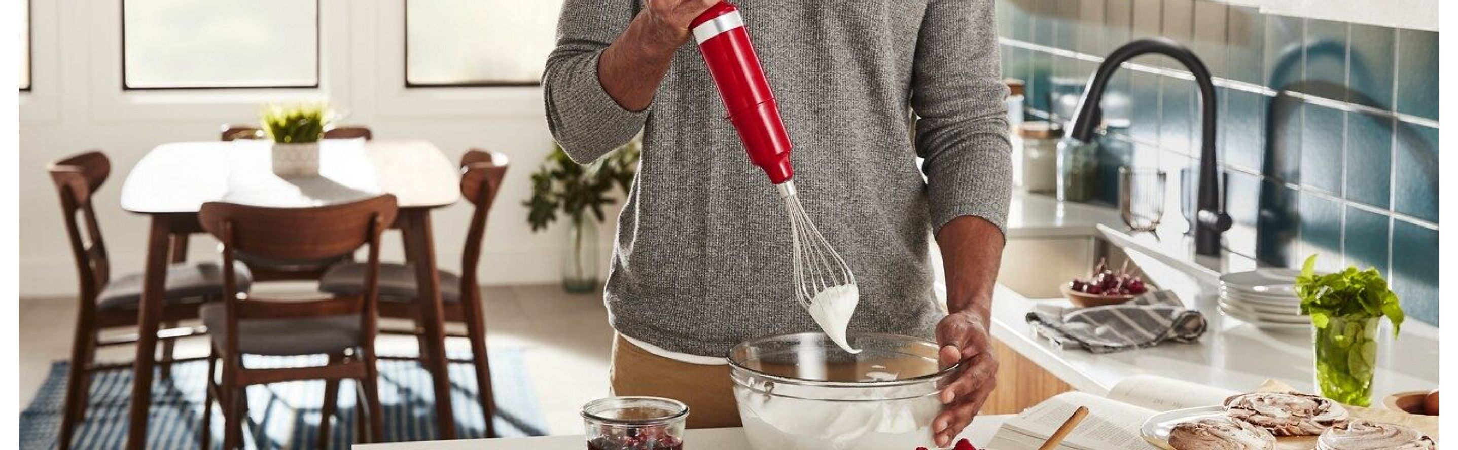 Cordless Variable Speed Hand Blender with Chopper and Whisk Attachment