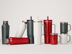 A selection of red, green and white drinkware