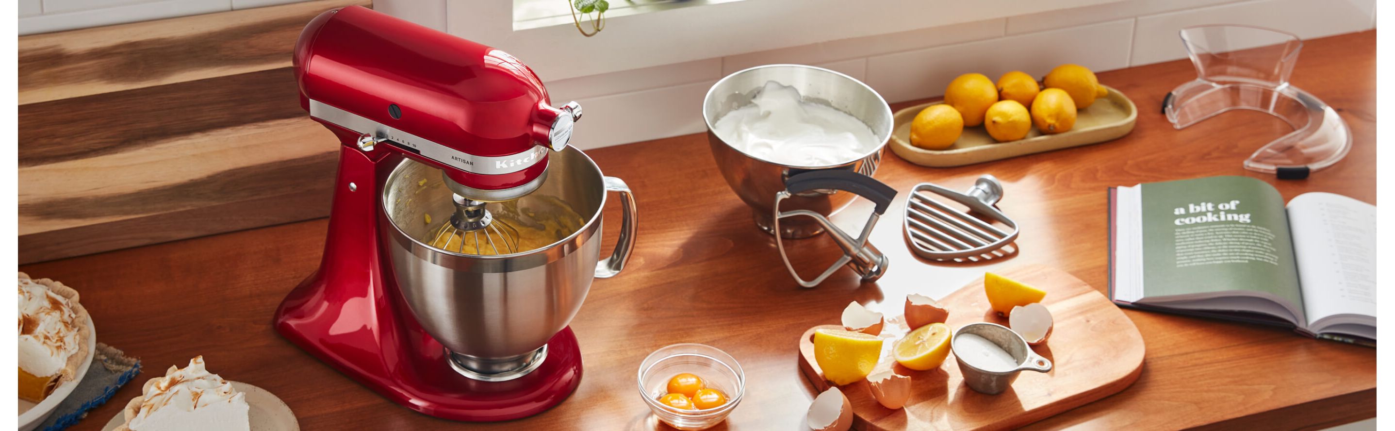 KitchenAid® tilt-head stand mixer with lemon meringue pie ingredients