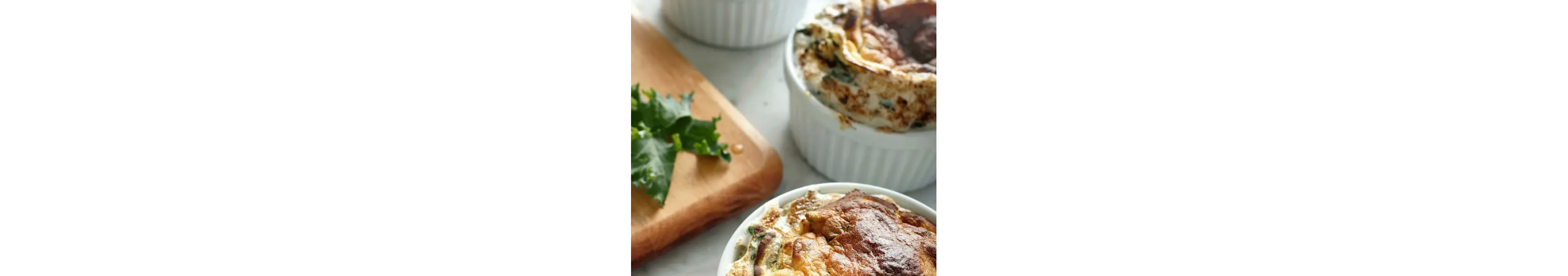 Souffles in white souffle dishes