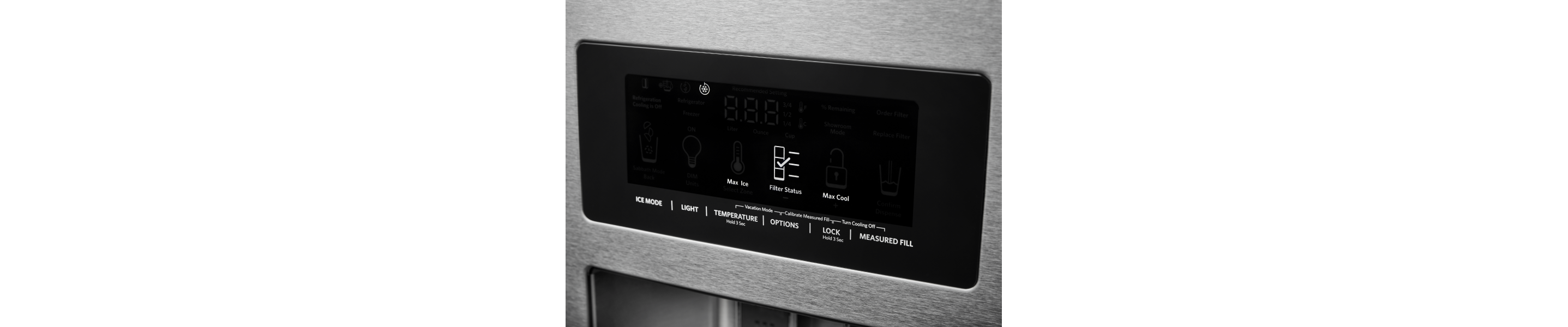 An external display panel on a KitchenAid® refrigerator.