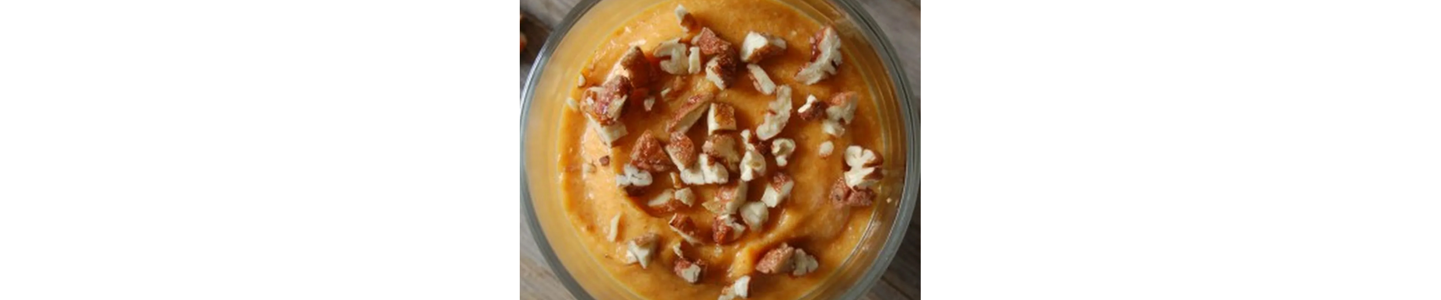 Pumpkin mousse with maple-glazed pecans