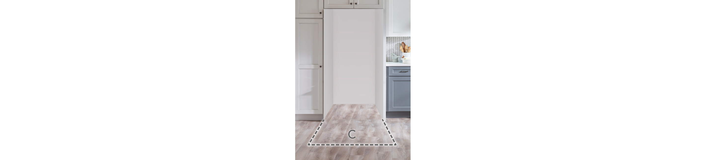 Cabinet opening with clearance space line 